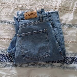 NA-KD High waisted ripped jeans